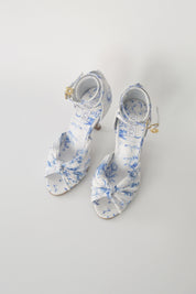 Blue and White Floral Chiffon Latin