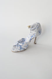Blue and White Floral Chiffon Latin