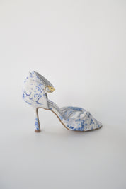 Blue and White Floral Chiffon Latin