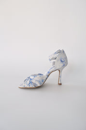 Blue and White Floral Chiffon Latin