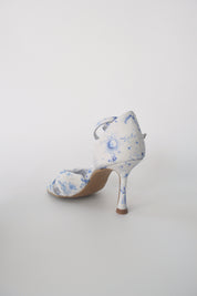 Blue and White Floral Chiffon Latin