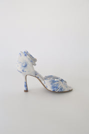 Blue and White Floral Chiffon Latin