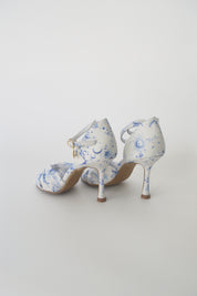Blue and White Floral Chiffon Latin