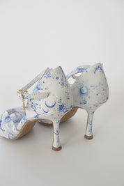 Blue and White Floral Chiffon Latin