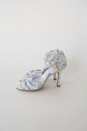 Blue and White Floral Chiffon Latin