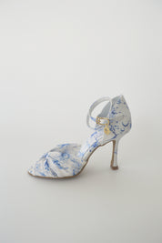 Blue and White Floral Chiffon Latin
