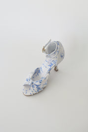 Blue and White Floral Chiffon Latin