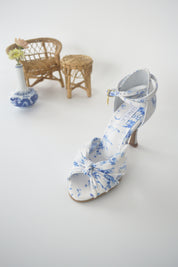 Blue and White Floral Chiffon Latin