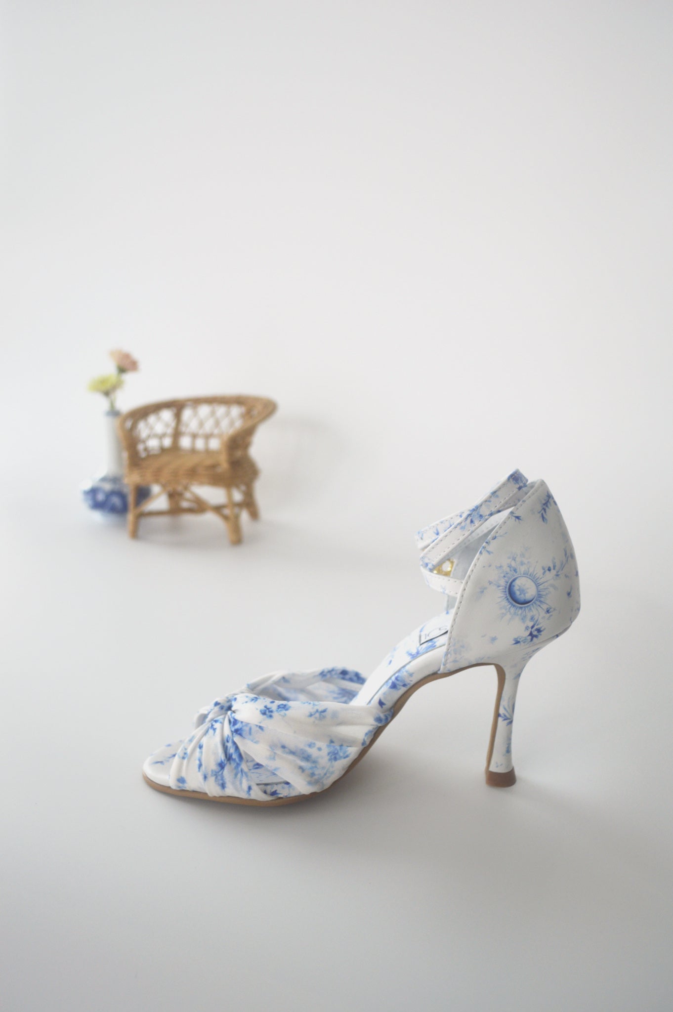 Blue and White Floral Chiffon Latin