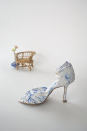 Blue and White Floral Chiffon Latin
