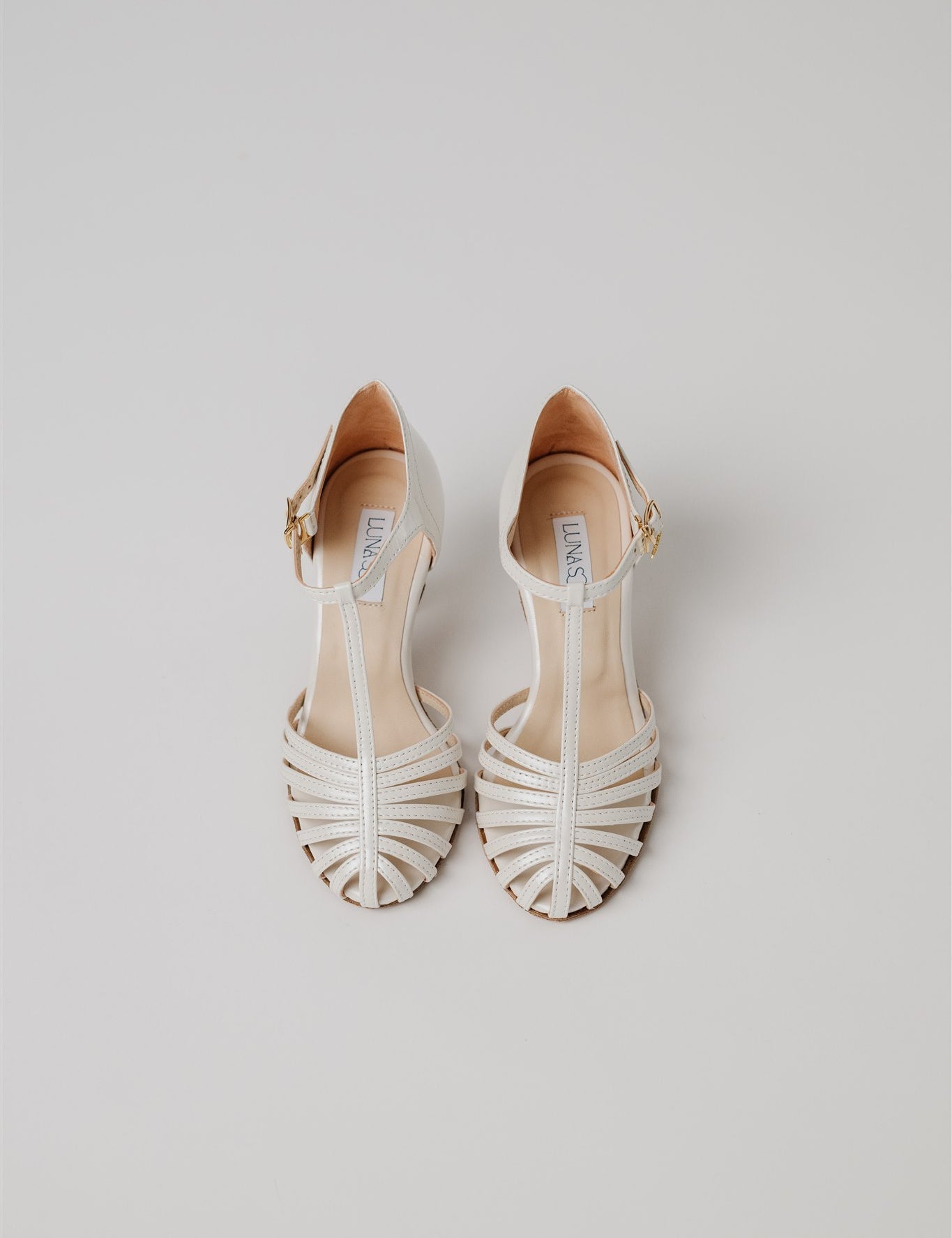 LunaSol Caged Tango Wedding Dance Shoes Top Down View