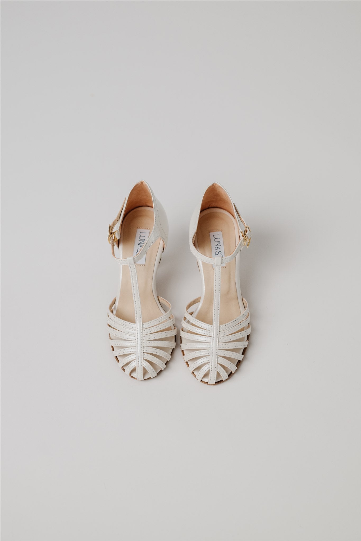 LunaSol Caged Tango Wedding Dance Shoes Top Down View