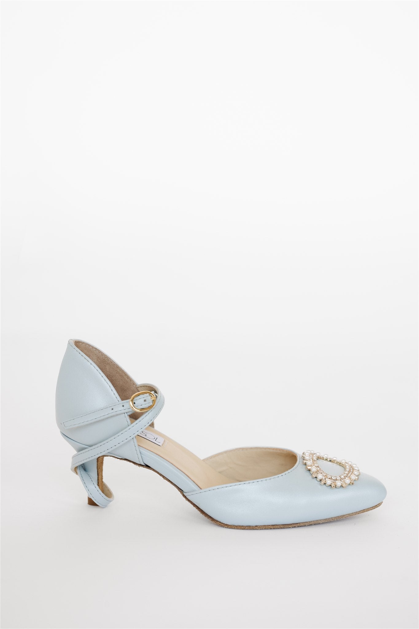 Pearlescent Blue Wedding Dance Shoes Comfortable Handmade Bridal